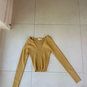 PacSun (LA Hearts) Yellow Ribbed Long Sleeve Top